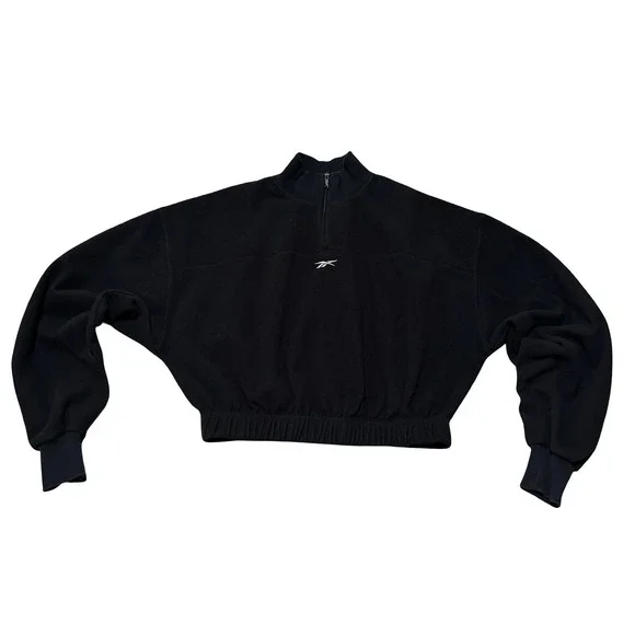 Reebok Women's 1/4 Zip Cropped Pullover Fleece Sweatshirt Size Medium 21 x 19.5 - Picture 1 of 5